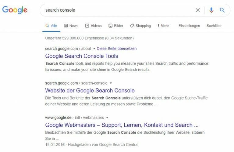 Google Search Console einrichten - Schritt 1