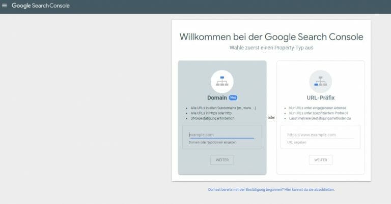 Google Search Console einrichten - Schritt 4